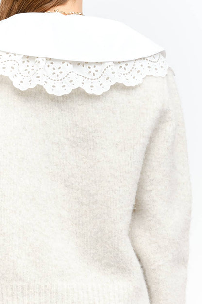 Clara Vintage Lace Pullover Sweater