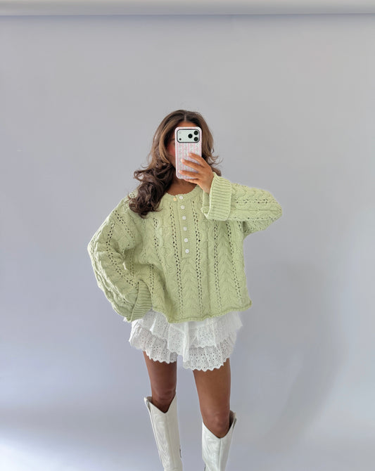 SPRING GARDEN CABLE KNIT SWEATER TOP (Sage) RESTOCK
