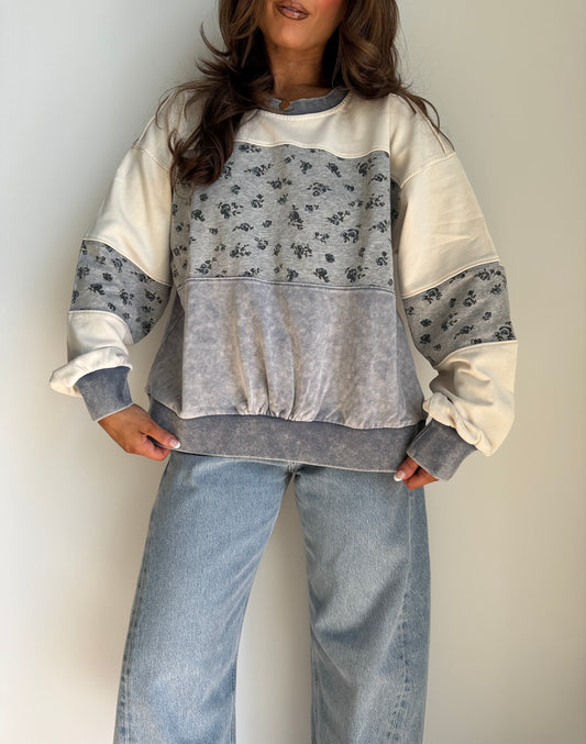 Denim Blueberry Oversized Crew (can’t restock)