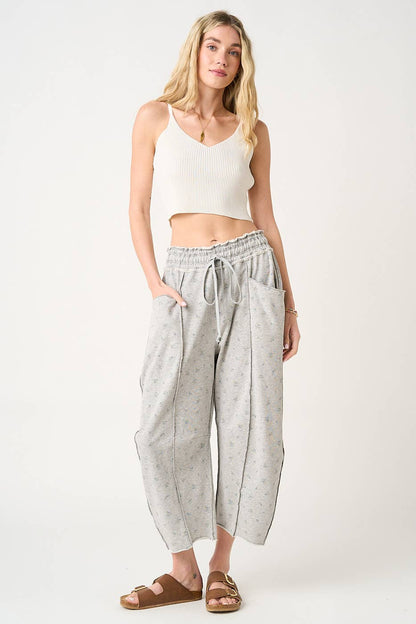 Ellie Floral Barrel Grey Sweatpants