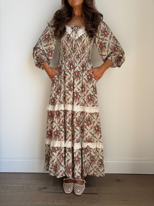 The Rose Vintage Dress (Sage)