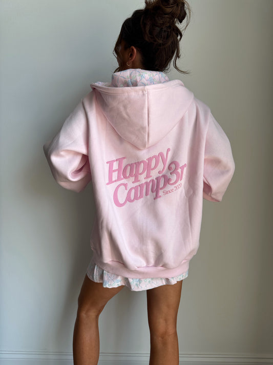 Ribboned Hydrangeas Zip Up Hoodie Blush Pink