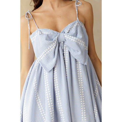 COQUETTE BOW STAR SPANGLED  GINGHAM MINI DRESS