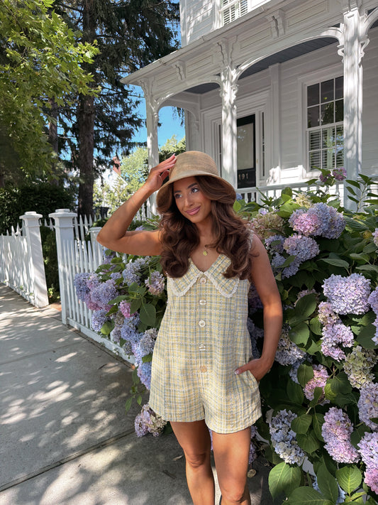 Pink Lemonade Gingham Romper