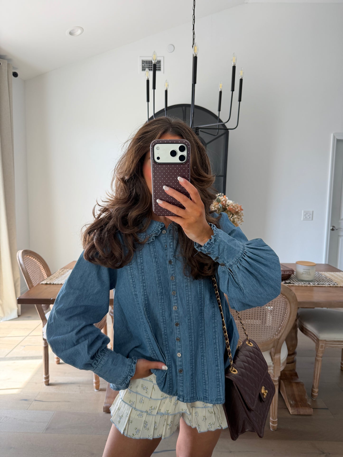 Denim Peter Pan Collar Top (can’t restock)