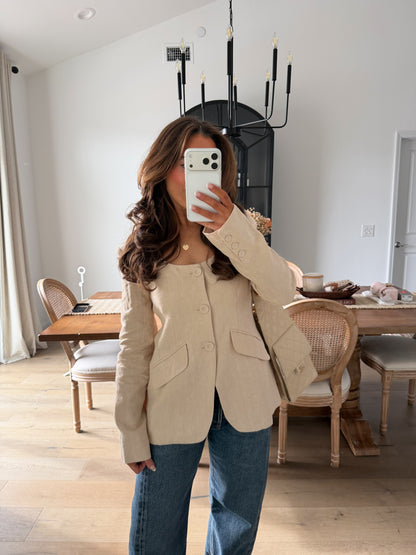 Liliana Linen Blazer (Beige)