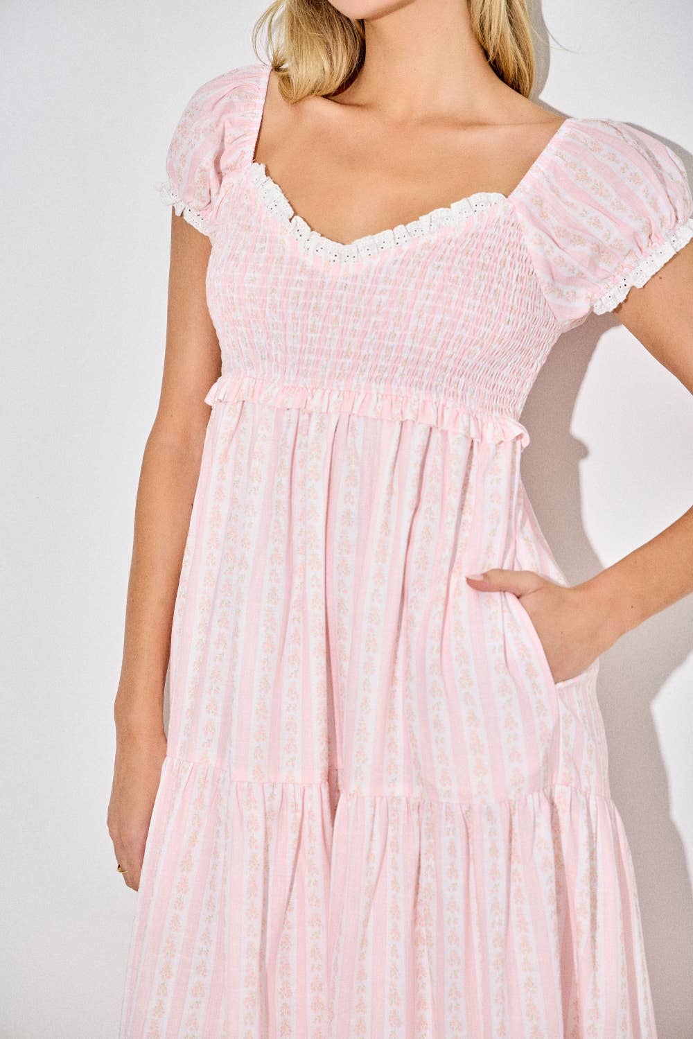 Cotton Candy Skies Floral Smocked Midi Dress (can’t restock)