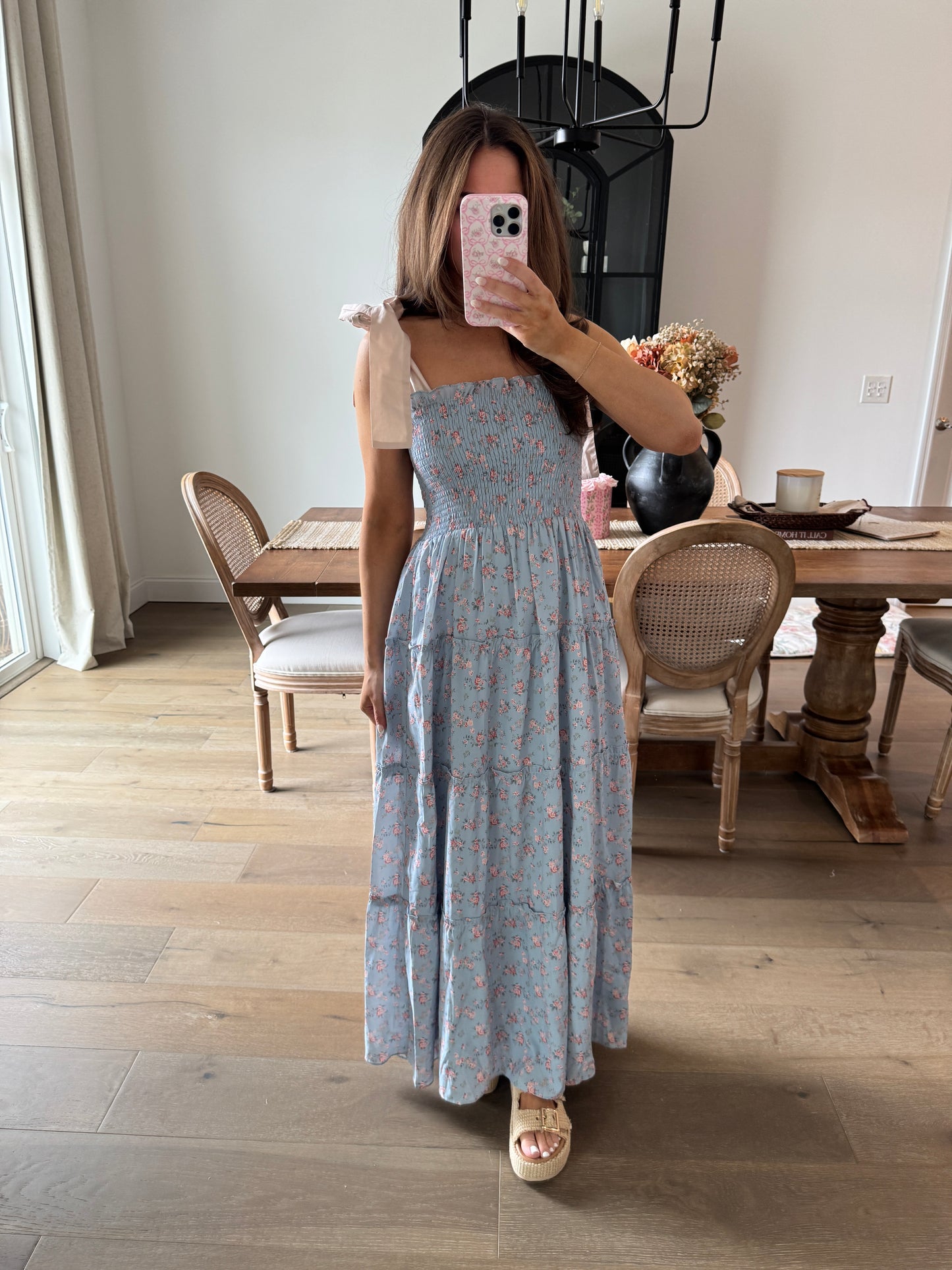 Floral Smocked Midi Dress xs