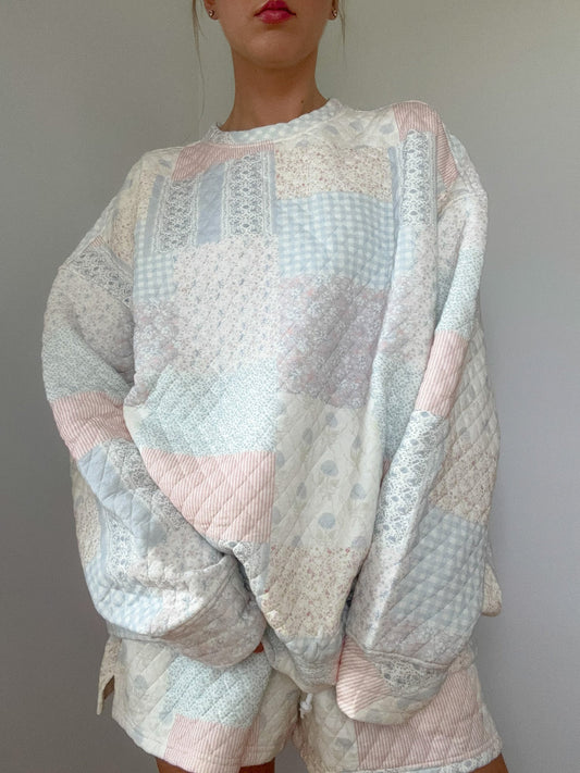 Shades Of Blue Quilted Pastel Sweatshirt