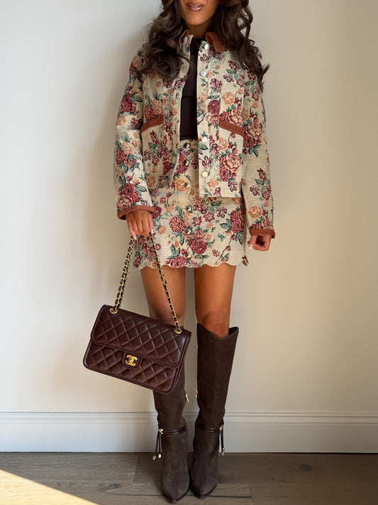 Fallin’ For Floral Jacquard Skirt