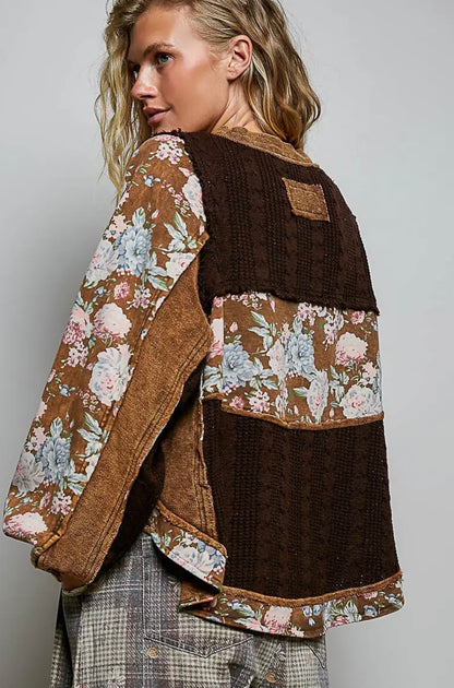 Cottage Rose Vintage Knit Top (Early Access) Brown /Pink Floral