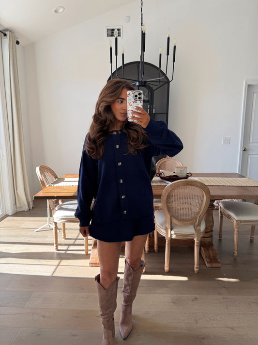 London Nights Navy Knit Skort Set (can’t restock)