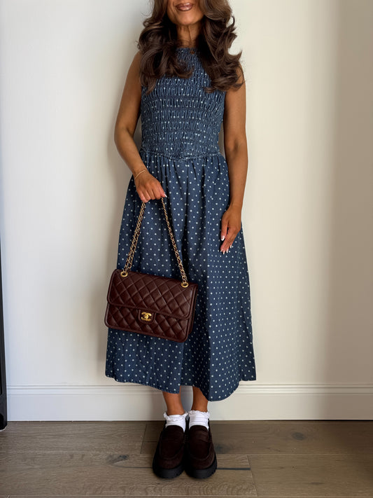 Denim & Dots Midi Dress