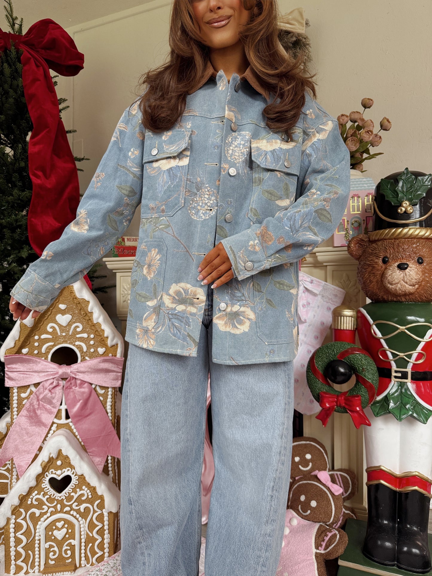 Pink Christmas Tree Farm Barn Jacket