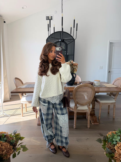 Patches Plaid Lace Pants