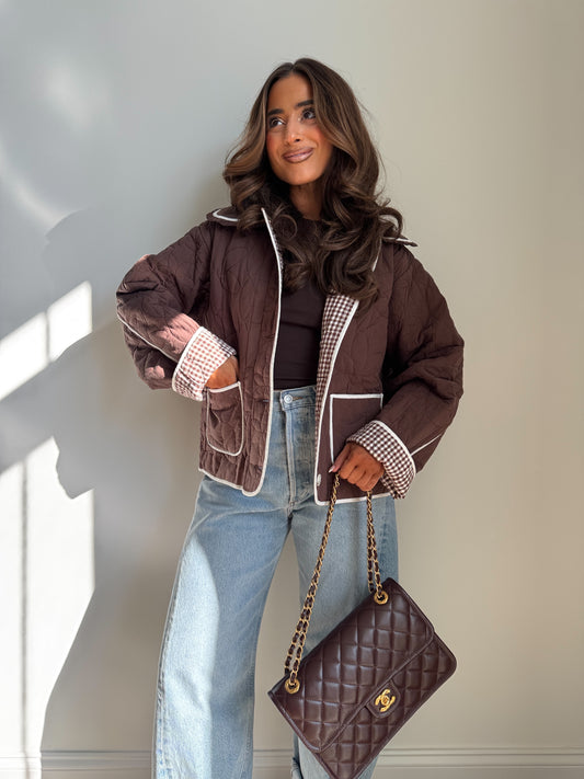 Cocoa Gingham Darling Jacket