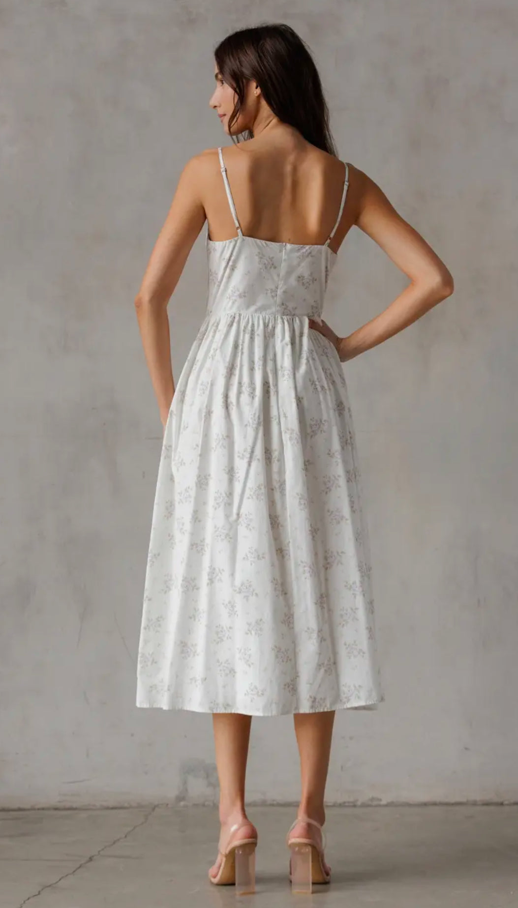 Lavender Dreams Floral Midi Cotton Dress