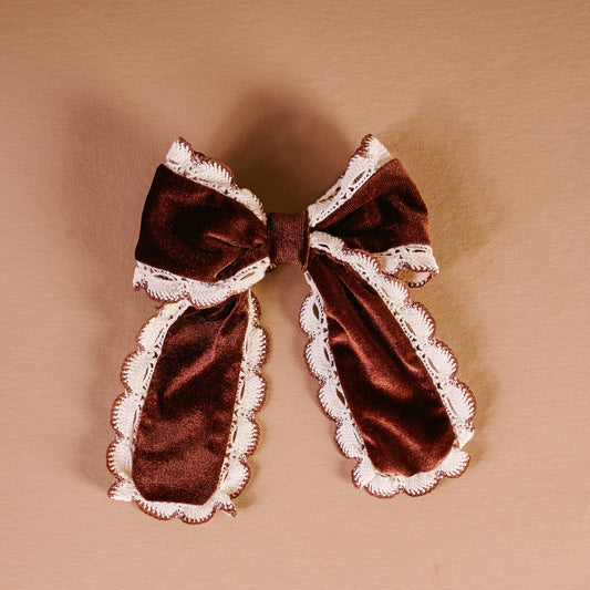 Brown Sugar Coquette Velour Hair Bow