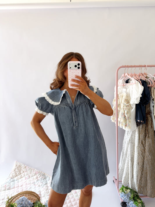 Denim & Lace Darla Mini Dress PRE ORDER