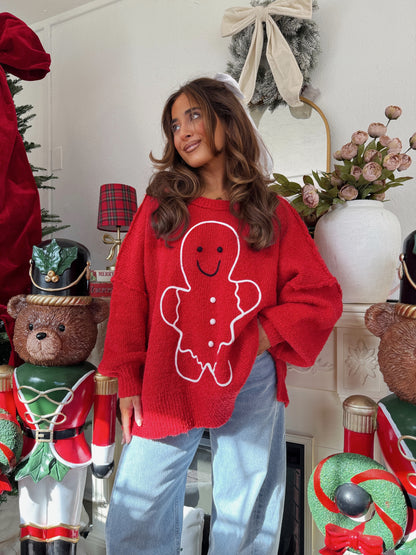 Gingerbread Darling Cozy Sweater (red) CANT RESTOCK