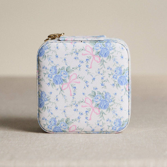 Little Blue Floral Jewelry Box - Travel Size