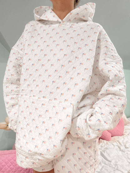 American Flag Hamptons Quilted Hoodie