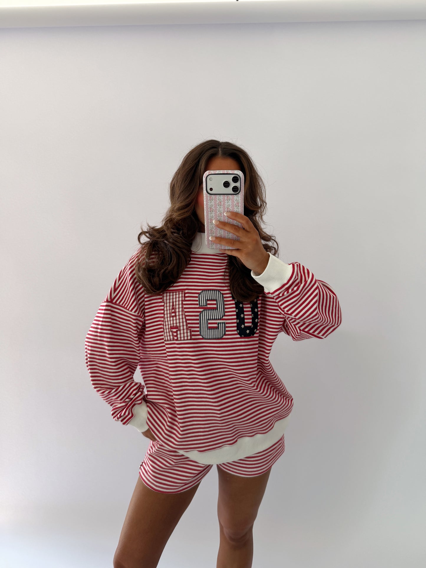 Red, White & Bloom Striped Set