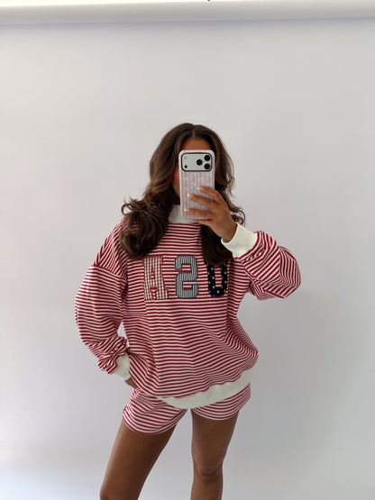 Red, White & Bloom Striped Set