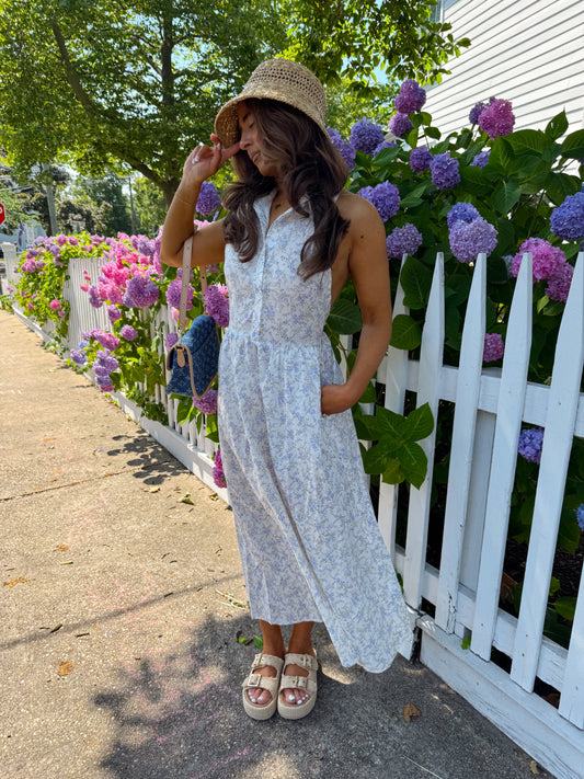Bay Breeze Linen Halter Dress