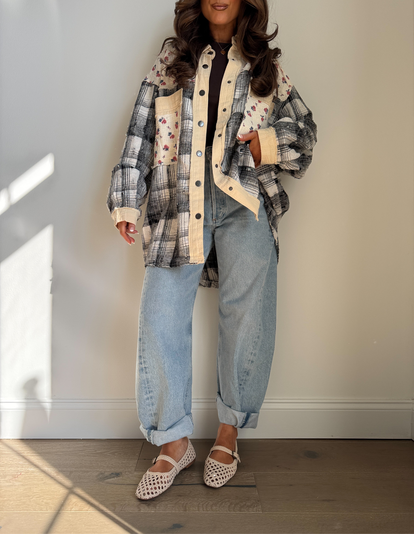 The Stars Hollow Shacket Cream & Black