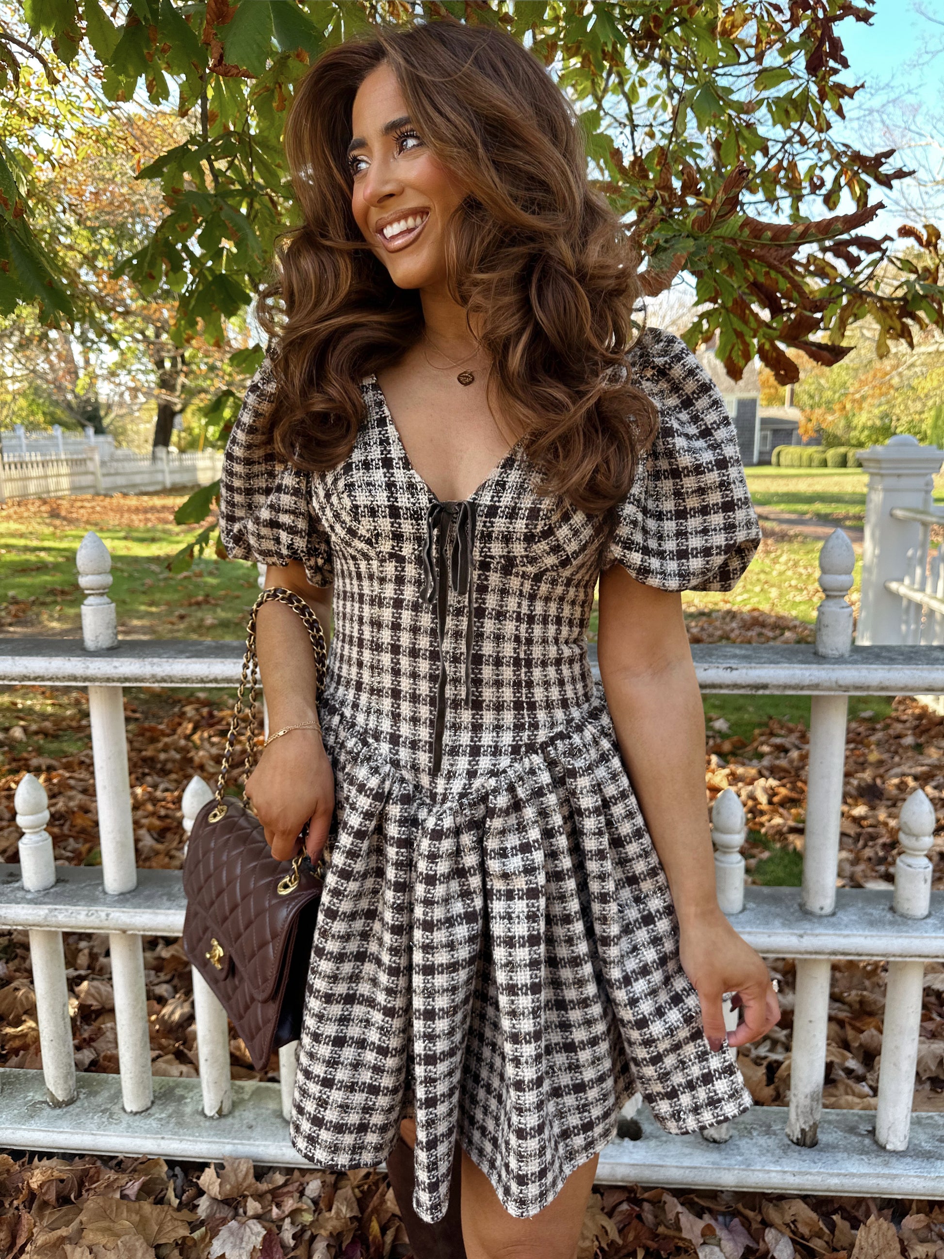 The Blair Houndstooth Brown Dress The Blair Houndstooth Brown Dress