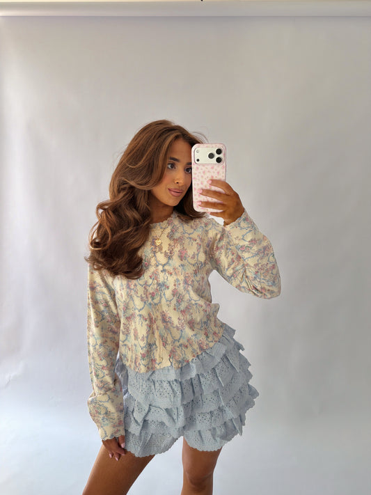 Darling Eyelet Ruffle Shorts (Blue)