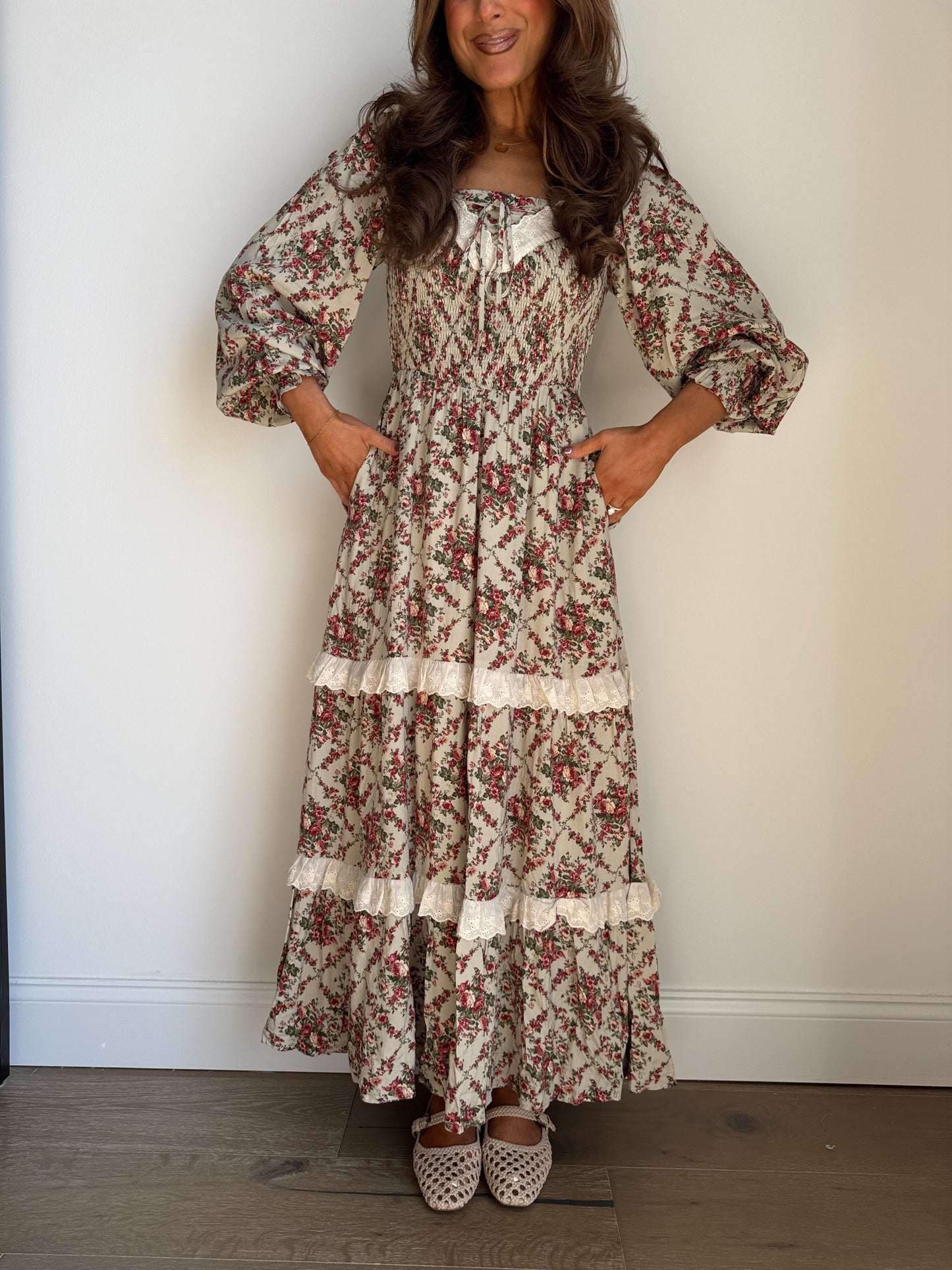 The Rose Vintage Dress (Sage)