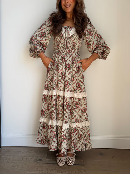 The Rose Vintage Dress (Sage)