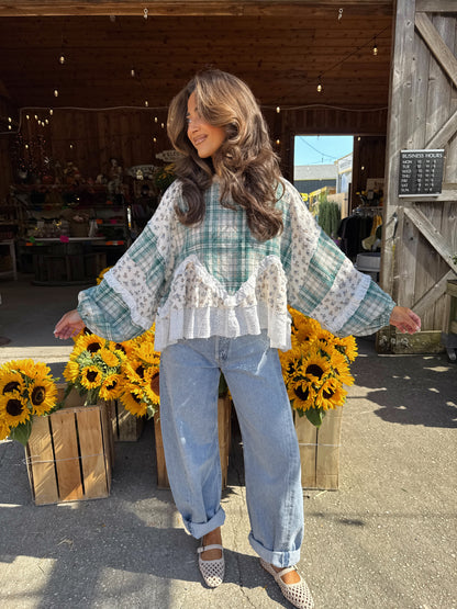 Willow Vintage Floral YDS X POL EXCLUSIVE Top (Mint & Mocha) SHIPS PRE-ORDER