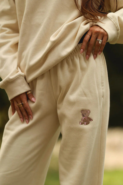 Teddy Beary Cozy Embroidered Pants