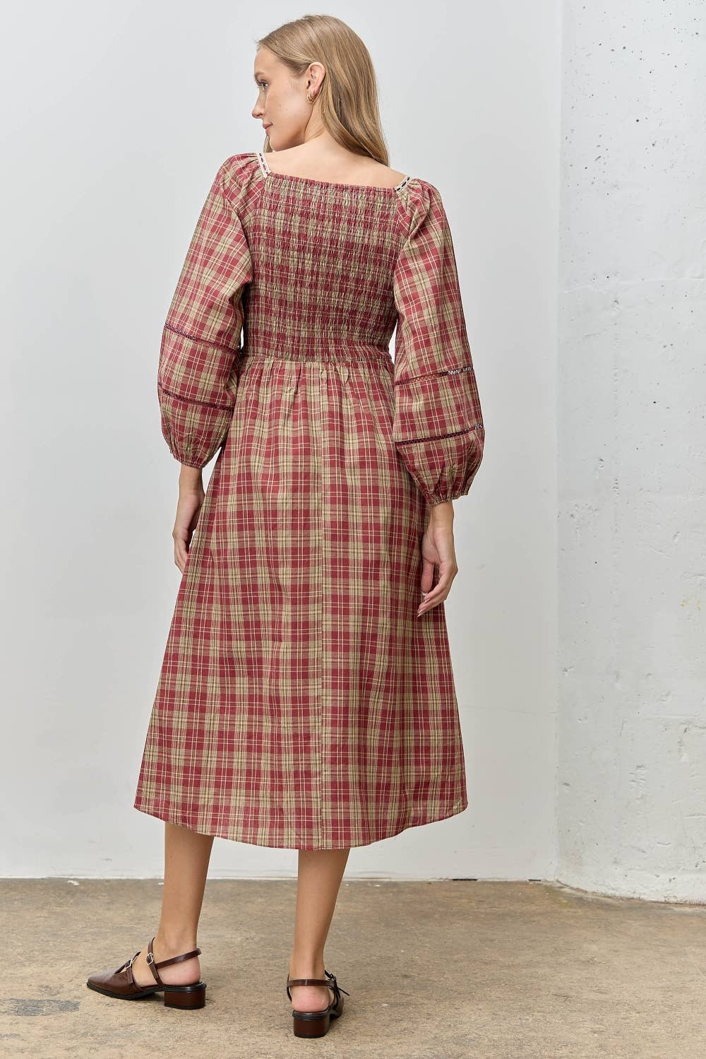 Cranberry & Merry Plaid Midi Dress