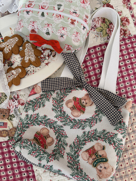 Gingerbread Bear Lane Beaded Tote Bag