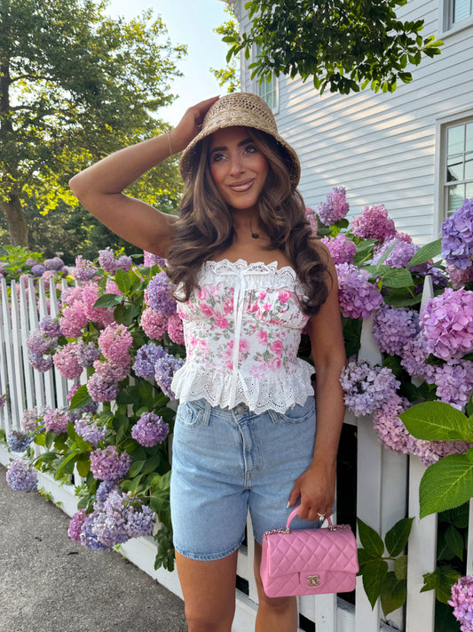 Hamptons Summer Floral Lace Top