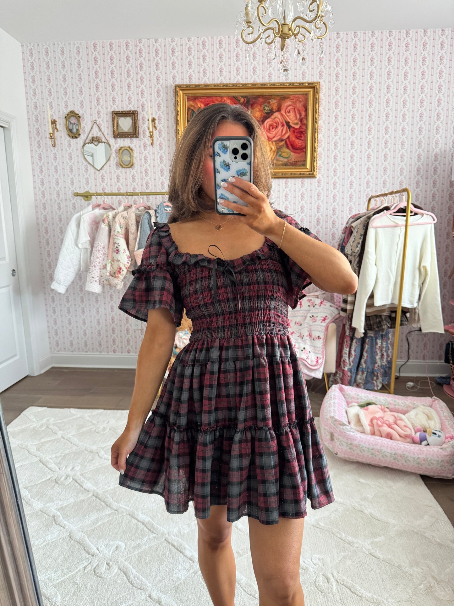 UO plaid mini dress small