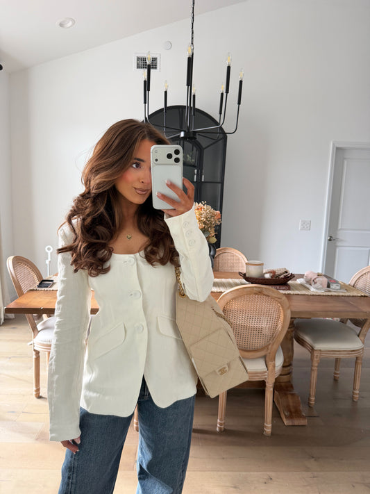 Liliana Linen Blazer (Cream)