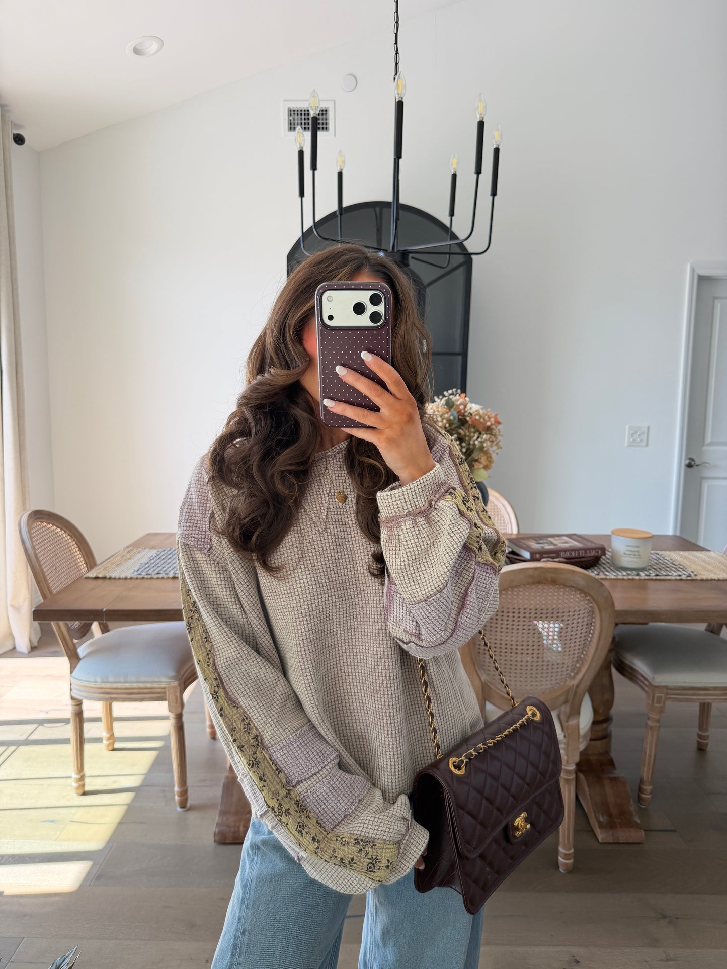 Floral Keepsake Vintage Waffle Knit