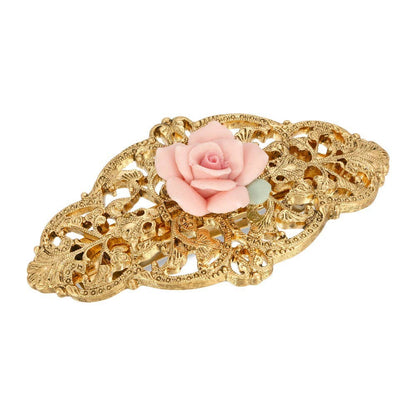 Eternal Rose Porcelain Rose Filigree Hair Barrette