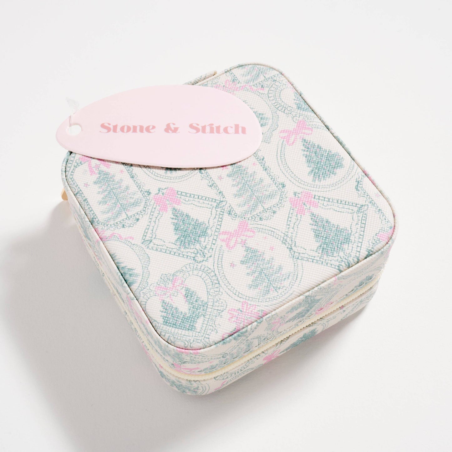 Christmas Tree Travel Jewelry Box with Mirror– Compact Organizer