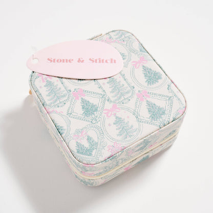 Christmas Tree Travel Jewelry Box with Mirror– Compact Organizer