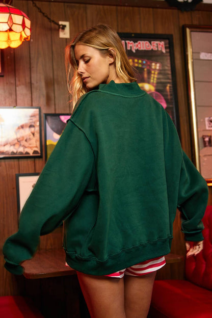 Christmas Printed Reversible Mockneck Sweatshirt