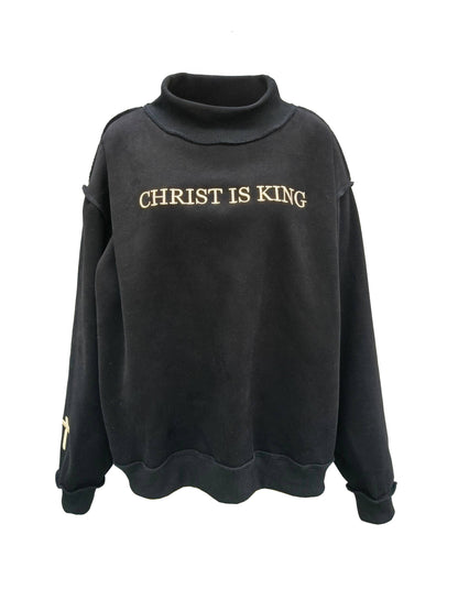 CHRIST 'CHRIST IS KING' Embroidered Mock Neck Sweats