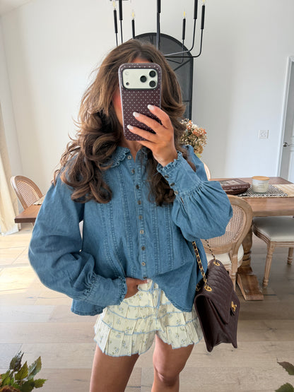 Annabelle Blueberry Ruffled Shorts