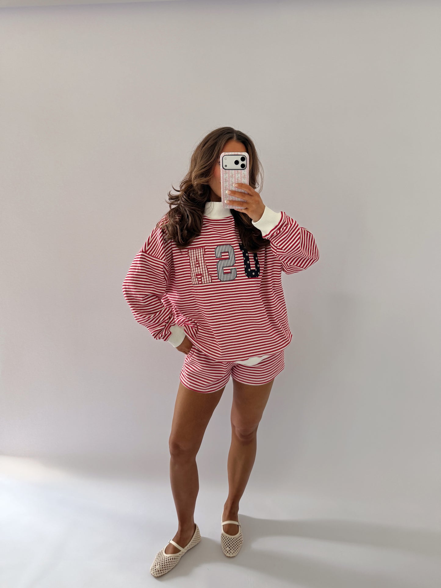 Red, White & Bloom Striped Set