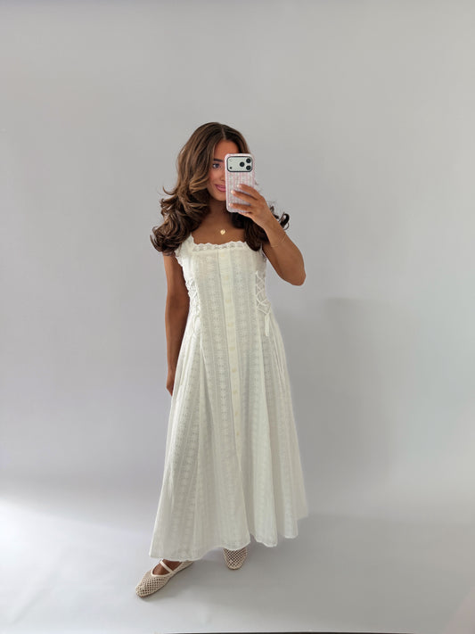 Cottage Charm Midi Dress White